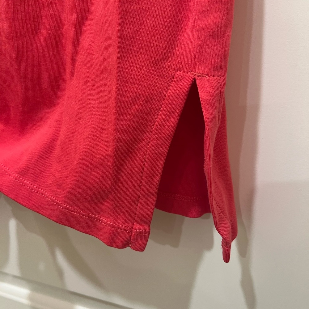 Chico’s women’s (2) Large short cuffed sleeve coral ball chain Pima Tunic - Picture 4 of 6